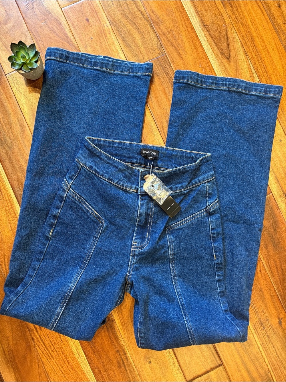 Bebe Blue Wide-Leg Jeans